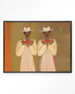 Urban Cotton Wandkleden|Wandkleed Watermelon Girl in maat en frame naar keuze