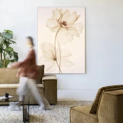 Urban Cotton Wandkleden|Wandkleed White Flowers in maat en frame naar keuze