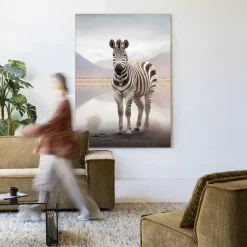 Urban Cotton Wandkleden|Wandkleed Zebra Mist in maat en frame naar keuze