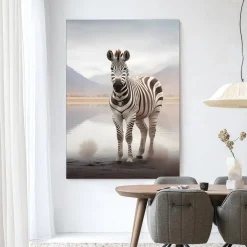 Urban Cotton Wandkleden|Wandkleed Zebra Mist in maat en frame naar keuze