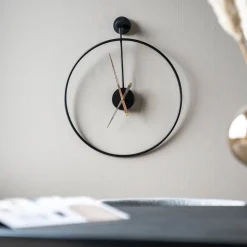 By-Boo Wandklokken|Wandklok Sundial 50cm Zwart