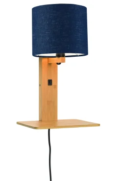 GOOD&MOJO Wandlampen|Wandlamp Andes Naturel, Bamboe en Eco linnen, Met plank