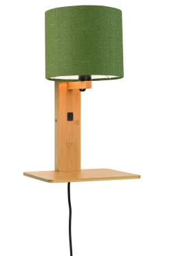 GOOD&MOJO Wandlampen|Wandlamp Andes Naturel, Bamboe en Eco linnen, Met plank