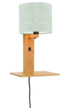 GOOD&MOJO Wandlampen|Wandlamp Andes Naturel, Bamboe en Eco linnen, Met plank