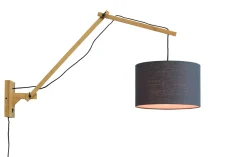 GOOD&MOJO Wandlampen|Wandlamp Andes Naturel, Ø32cm, Bamboe en Eco linnen