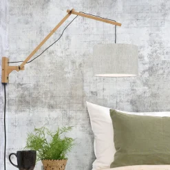GOOD&MOJO Wandlampen|Wandlamp Andes Naturel, Ø32cm, Bamboe en Eco linnen