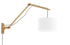 GOOD&MOJO Wandlampen|Wandlamp Andes Naturel, Ø32cm, Bamboe en Eco linnen