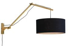 GOOD&MOJO Wandlampen|Wandlamp Andes Naturel, Ø47cm, Bamboe en Eco linnen
