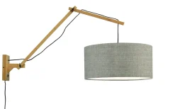 GOOD&MOJO Wandlampen|Wandlamp Andes Naturel, Ø47cm, Bamboe en Eco linnen