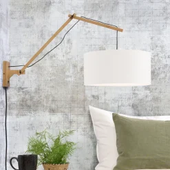 GOOD&MOJO Wandlampen|Wandlamp Andes Naturel, Ø47cm, Bamboe en Eco linnen