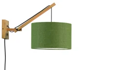 GOOD&MOJO Wandlampen|Wandlamp Andes Naturel, Small, Bamboe en Eco linnen