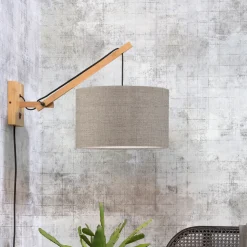 GOOD&MOJO Wandlampen|Wandlamp Andes Naturel, Small, Bamboe en Eco linnen