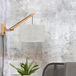 GOOD&MOJO Wandlampen|Wandlamp Andes Naturel, Small, Bamboe en Eco linnen