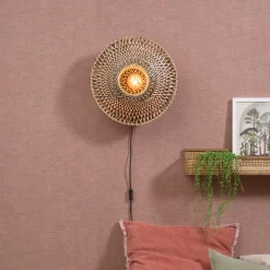 GOOD&MOJO Wandlampen|Wandlamp Bali Rond, Bamboe Naturel