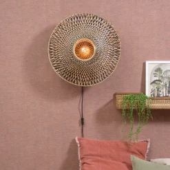 GOOD&MOJO Wandlampen|Wandlamp Bali Rond, Bamboe Naturel