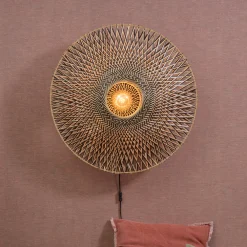 GOOD&MOJO Wandlampen|Wandlamp Bali Rond, Bamboe Naturel