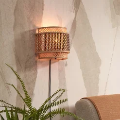 GOOD&MOJO Wandlampen|Wandlamp Bhutan Bamboe, kleur Naturel/Zwart