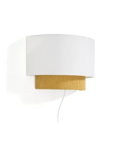 Kave Home Wandlampen|Wandlamp Bianella Rib Velvet, kleur Mosterdgeel