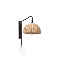 Kave Home Wandlampen|Wandlamp Damila Rotan Zwart