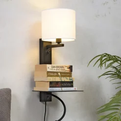 it's about RoMi Wandlampen|Wandlamp Florence Met plankje en leeslamp, kleur Zwart