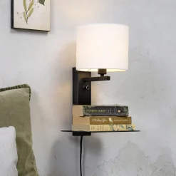 it's about RoMi Wandlampen|Wandlamp Florence Met plank en USB, kleur Zwart