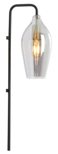 Light & Living Wandlampen|Wandlamp Lukaro Glas, kleur /Mat Zwart Smoke