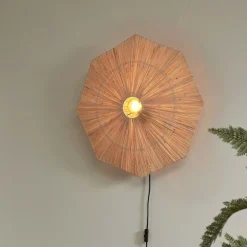 GOOD&MOJO Wandlampen|Wandlamp Panama Raffia, kleur Naturel