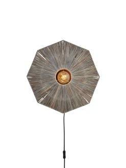 GOOD&MOJO Wandlampen|Wandlamp Panama Raffia, kleur Grijs