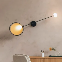 Zuiver Wandlampen|Wandlamp Sirius 125cm breed, kleur Zwart/Goud
