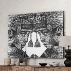 MUST Living Wandpanelen|Wandpaneel Balinese Twins 110 x 150cm Zwart, Wit