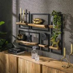 LifestyleFurn Wandrekjes & Wandplanken|Wandplank Jacintha Acacia, Set van 5 stuks Massief acacia naturel