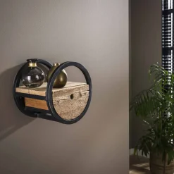 LifestyleFurn Wandrekjes & Wandplanken|Wandrek Darlene met lade Robuust hardhout