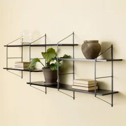 Bendt Wandrekken & Wandkasten|Wandrek Mie metaal / hout 191 x 79cm, kleur Zwart