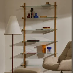 Kave Home Wandrekken & Wandkasten|Wandrek Sitra Eikenhout en glas, 202 x 90cm