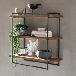 Artistiq Living Wandrekjes & Wandplanken|Wandrek Terence Teakhout en metaal, 60 x 60cm