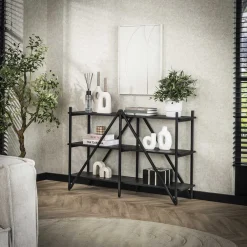 LifestyleFurn Wandrekken & Wandkasten|Sidetables|Wandrek/Sidetable Jerrod Liquid metal, 85 x 130cm Grijs