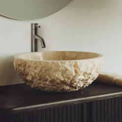Kave Home Badkameraccessoires|Waskom Orvane Marmer, 40cm, kleur Beige
