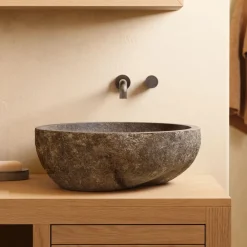 Kave Home Badkameraccessoires|Waskom Tetsu Steen, 40cm Grijs