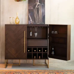 Dutchbone Wijnkasten & Wijnrekken|Wijnkast Class Hout, 100 x 100cm Bruin