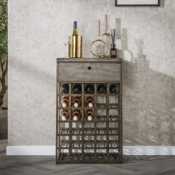 LifestyleFurn Wijnkasten & Wijnrekken|Wijnkast Dishon Antiek Brass, Voor 30 flessen Brons antiek