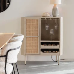 ZILT Wijnkasten & Wijnrekken|Wijnkast Meja Rattan, 100 x 90cm