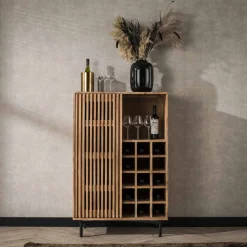 LifestyleFurn Wijnkasten & Wijnrekken|Wijnkast Sharolyn Massief Acaciahout, voor 15 flessen Massief acacia naturel