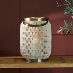 Rivièra Maison Kaarshouders & Windlichten|Windlicht San José Katoenen touw, 56cm Beige