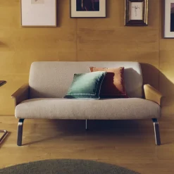 Kave Home Rechte Bank|2-zits Bank Amsen Stof en eiken