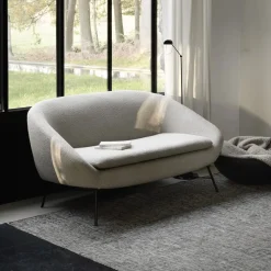 Ethnicraft Rechte Bank|2-zits Bank Barrow Bouclé, kleur Off White