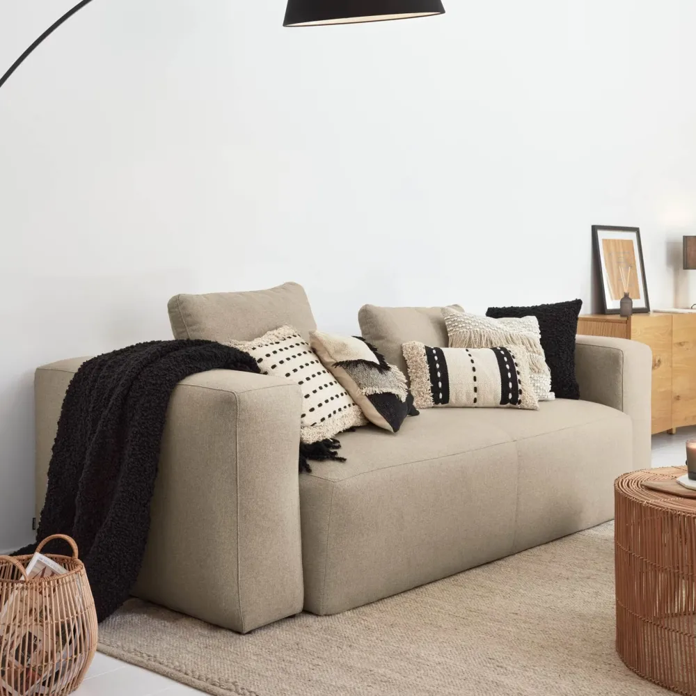 Kave Home Rechte Bank|3-zits Bank Blok 240cm, kleur Beige