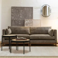 Zuiver Rechte Bank|3-zits Bank Blossom Walnoot Eikenhout en stof