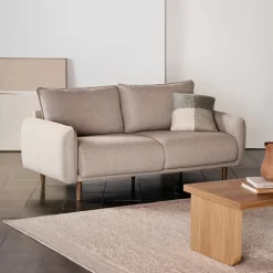 Kave Home Rechte Bank|2-zits Bank Carlota Structuurstof, kleur Beige