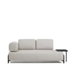 Kave Home Rechte Bank|2-zits Bank Compo Met bijzettafel, kleur /Zwart Beige