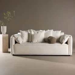 Nohr Rechte Bank|3-zits Bank Errin Velvet, kleur Beige Wit